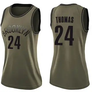 Women's Cam Thomas Brooklyn Nets Green Salute to Service Jersey - Swingman